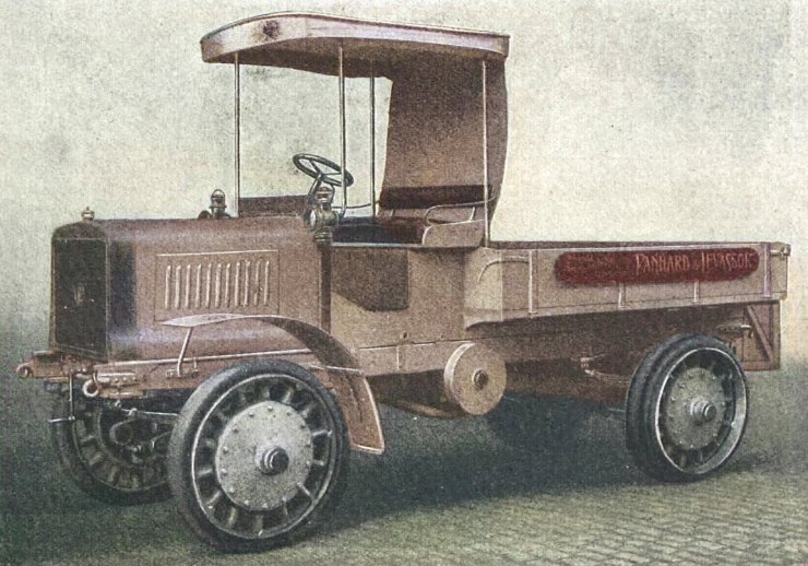 zobrazit detail historického snímku: Nákladní automobil o dvou hnacích nápravách. Továrna Panhard-Levassor.