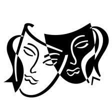 Antické divadelní masky - samolepka na zeď