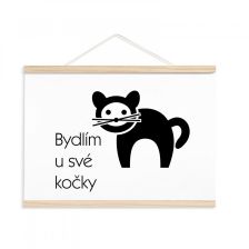 Plakát s nápisem Bydlím u své kočky