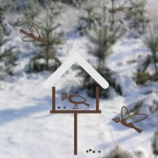 Ptačí krmítko - zimní samolepka na okno