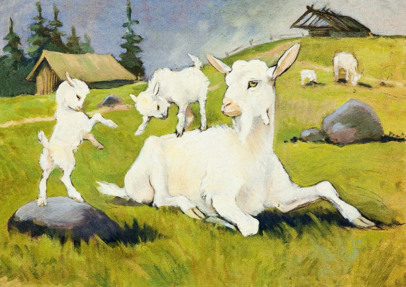 zobrazit detail historického snímku: Koza s kůzlaty.