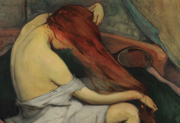 Obraz »Žena, česající si vlasy«. - klikněte pro zobrazení detailu
