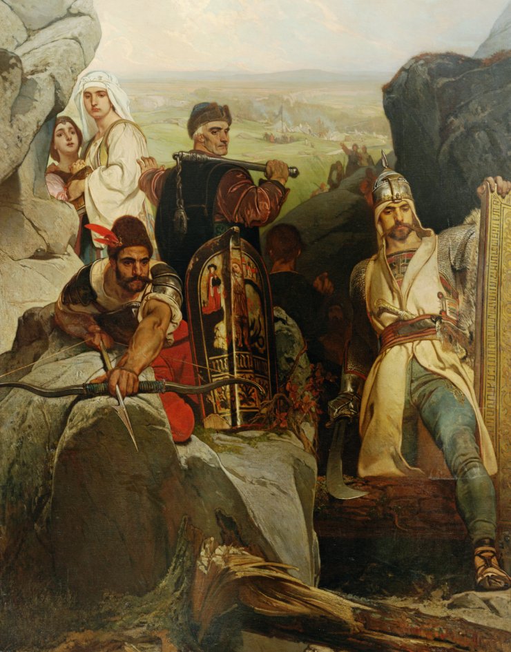 zobrazit detail historického snímku: »Husité bránící průsmyk«