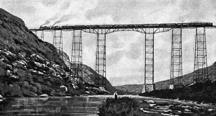 zobrazit detail historického snímku: Obrovský železniční most v Americe.