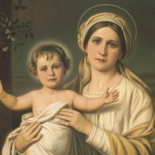 retro fotografie Panna Maria s Ježíškem.