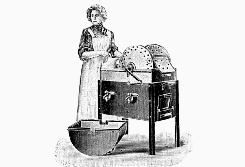 První parní pračky, určené pro praní v domácnostech: Parní pračky nejsou žádnou novinkou. Kdy se začaly…