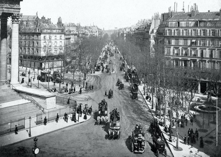 zobrazit detail historického snímku: Boulevard de la Madelaine, v Paříži.