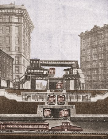 zobrazit detail historického snímku: Křižovatka drah v Novém Yorku.
