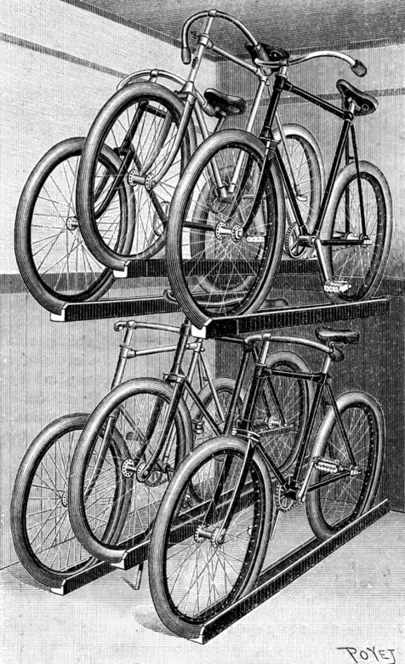 zobrazit detail historického snímku: Lešení pro bicykly dle Westcott Jewella.