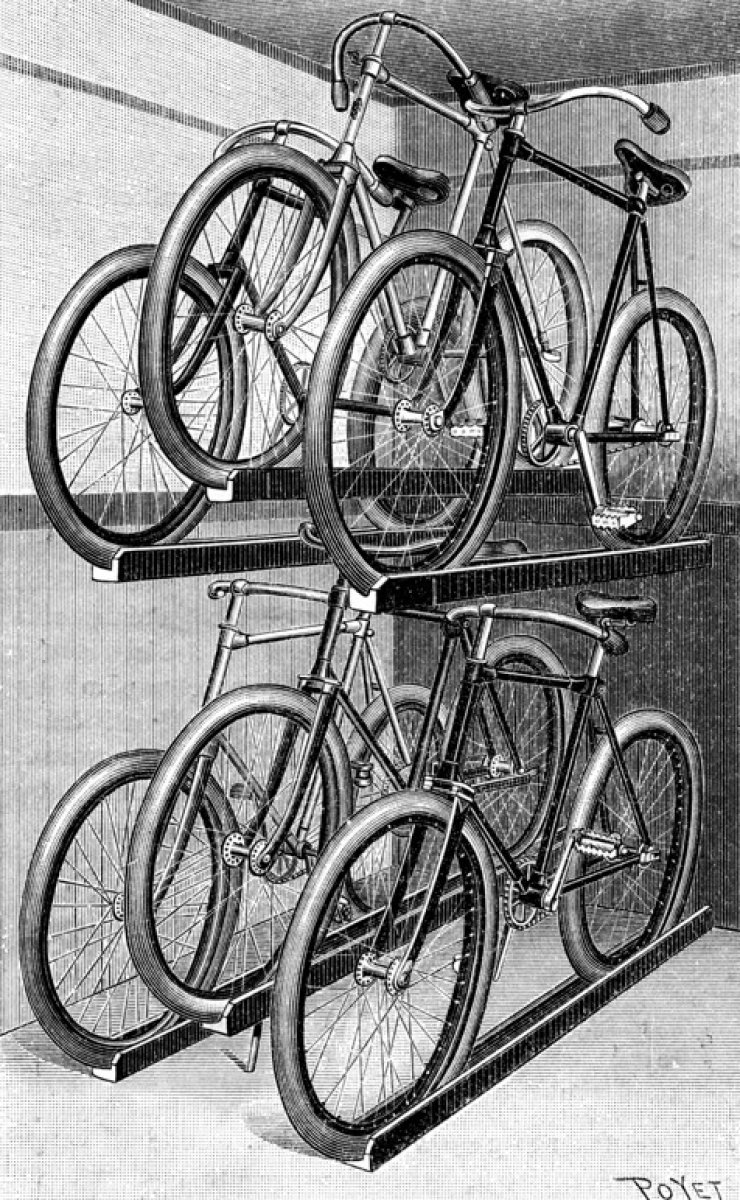 zobrazit detail historického snímku: Lešení pro bicykly dle Westcott Jewella.