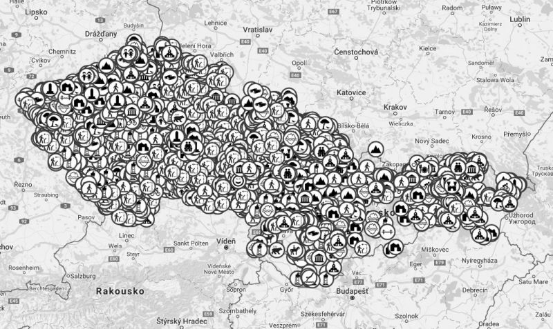 Mapa výletů. - klikněte pro zobrazení detailu