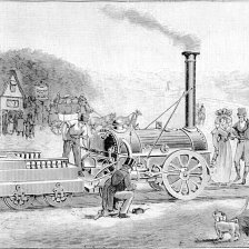 Stephensonova lokomotiva »The Rocket«.