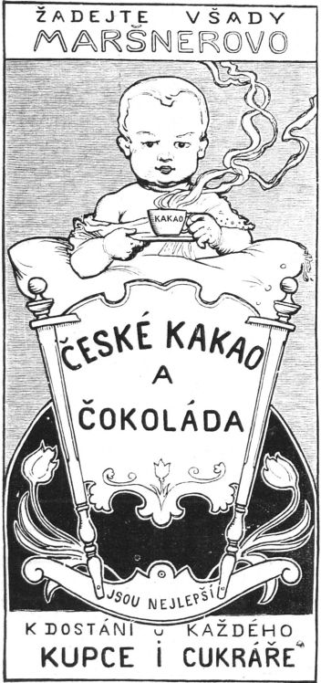 Dobová reklama na kakao. - klikněte pro zobrazení detailu