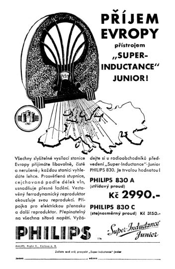 Reklama na rozhlasový přijímač Philips. - klikněte pro zobrazení detailu