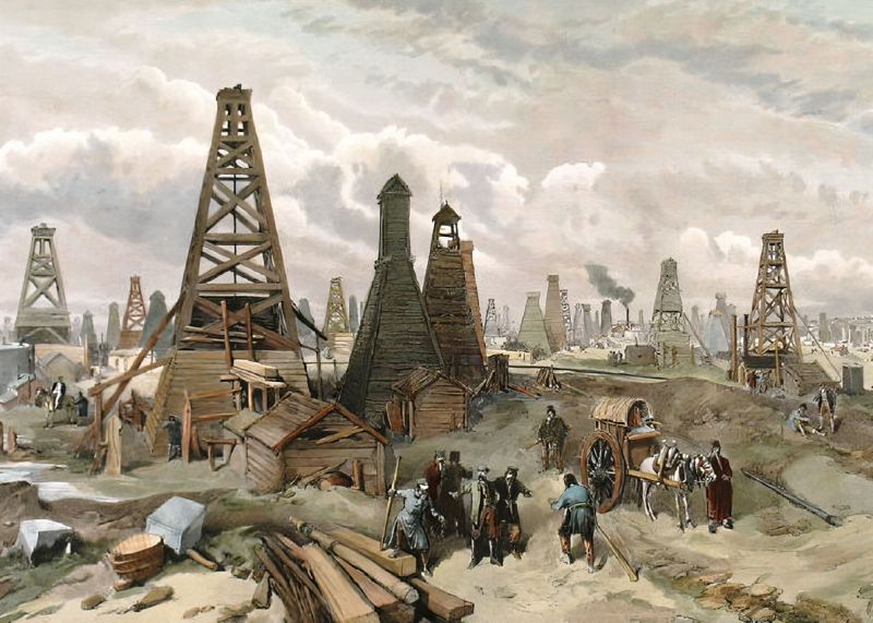 zobrazit detail historického snímku: Ropné vrty v Baku.