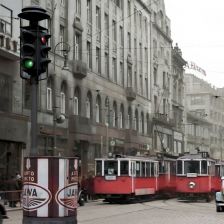 kolorovaná fotografie Barevné návěští na Václavském náměstí.