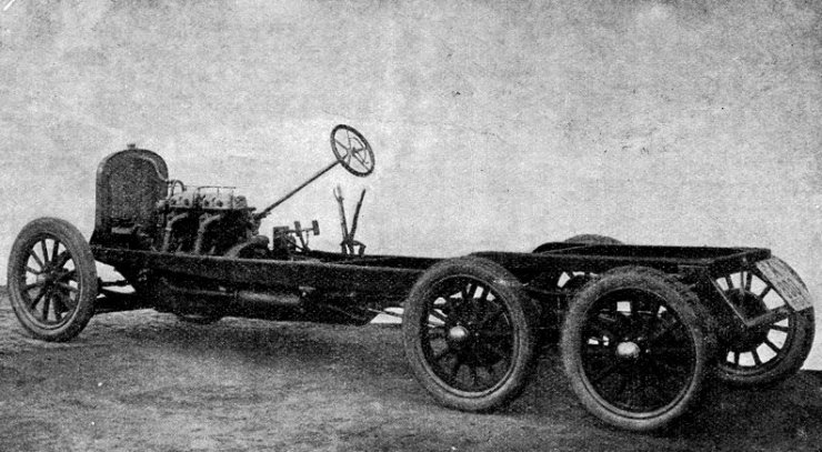 zobrazit detail historického snímku: Chassis šestikolového automobilu.