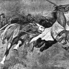 Splašení koně při vojenských cvičeních v Anglii.