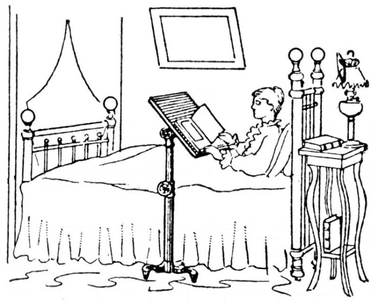 zobrazit detail historického snímku: Stolek na čtení v posteli
