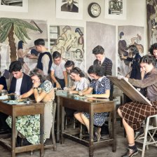 kolorovaná fotografie Studenti střední školy.