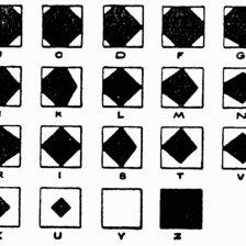 Abeceda pro telegrafování obrazů methodou Bortini-Ascoli-ovou.