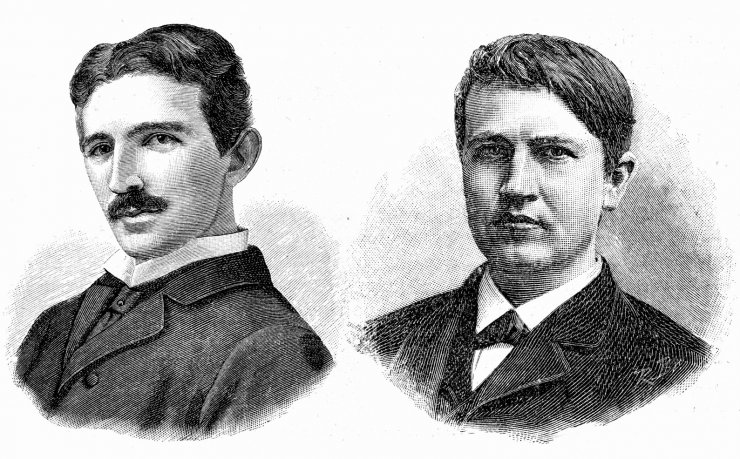 zobrazit detail historického snímku: Nikola Tesla a Tomas Alva Edison.