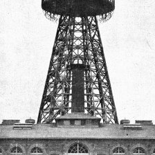 retro fotografie Věž k odesílání elektrické energie ve formě vln.