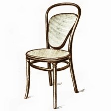 kolorovaná fotografie Lorenz-ova židle o pohyblivém lenochu.