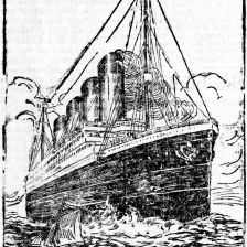 Ztroskotaný obrovský parník „Titanic“.