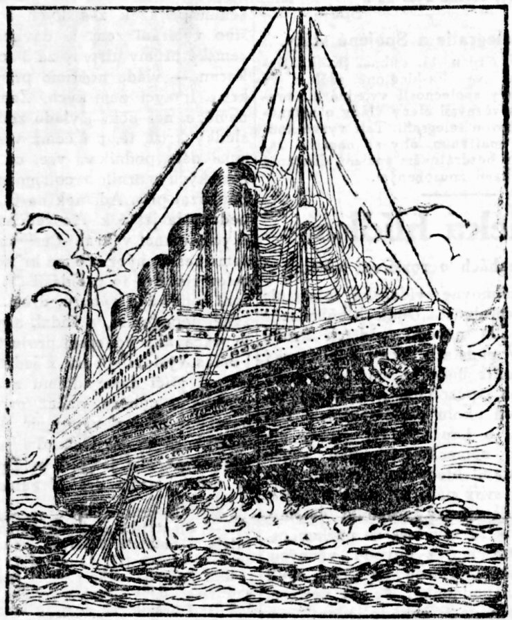 zobrazit detail historického snímku: Ztroskotaný obrovský parník „Titanic“.