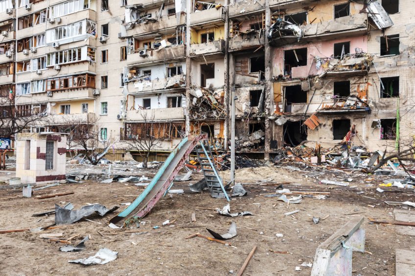 Zničené domy na Ukrajině. - klikněte pro zobrazení detailu