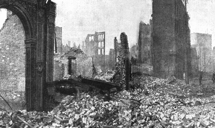 zobrazit detail historického snímku: Vyhořelé město Baltimore ve Spojených Státech Severoamerických.