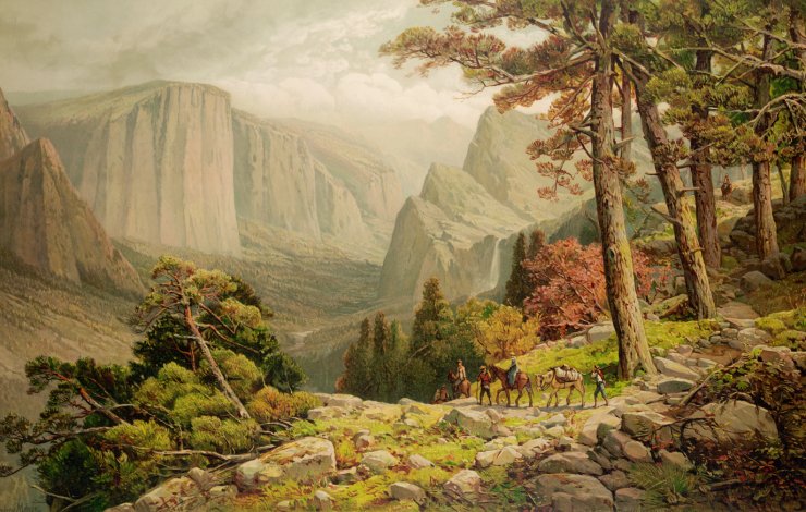 zobrazit detail historického snímku: Yosemitské údolí v Americe.