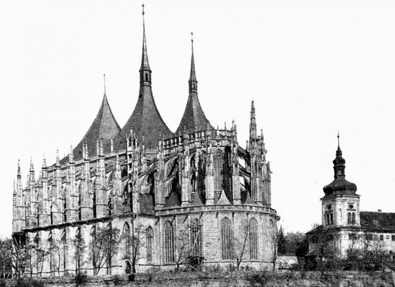 zobrazit detail historického snímku: Dostavěný velechrám sv. Barbory v Hoře Kutné.