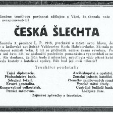 Úmrtní oznámení české šlechty.