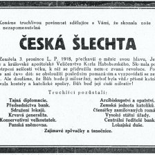 retro fotografie Úmrtní oznámení české šlechty.