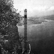 retro fotografie Elektrický výtah na horu Bürgerstock ve Švýcarech.