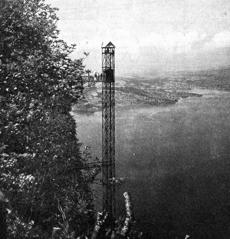 zobrazit detail historického snímku: Elektrický výtah na horu Bürgerstock ve Švýcarech.