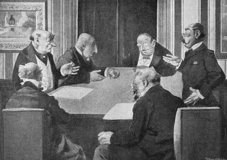zobrazit detail historického snímku: Ze sezení městské rady v Novém Kocourkově.