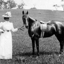 retro fotografie Dáma s koněm.