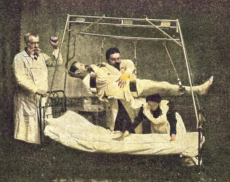 zobrazit detail historického snímku: Dra Peters-a přístroj na zdvihání nemocných.